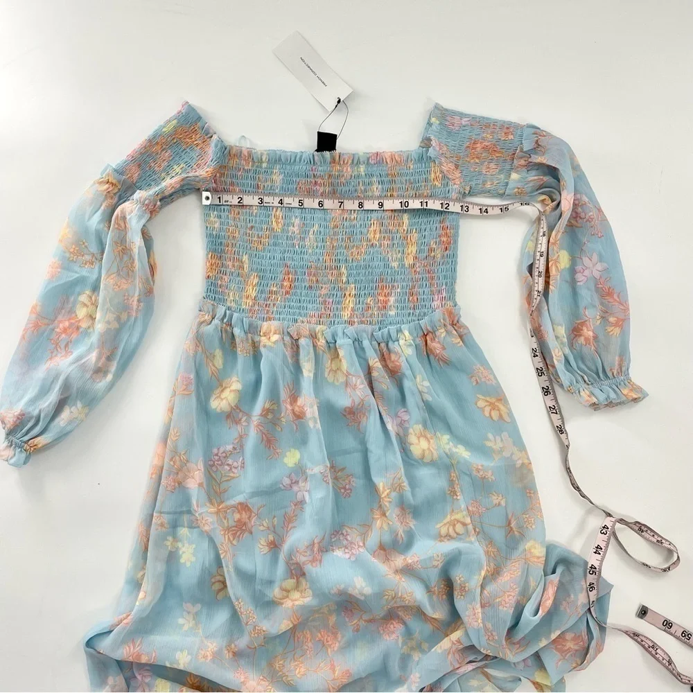 NWT FRENCH CONNECTION Women's Diana Off-The-Shoulder Midi Dress Blue Floral 4 - Picture 8 of 11